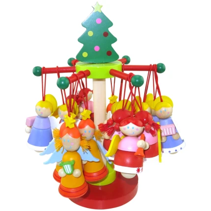 Ξύλινο κρεμαστό χριστουγεννιάτικο αγγελάκι small FOOT (10126)